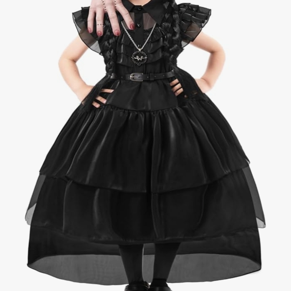 Black Tiered Dress Costume Wednesday Adams - Picture 6 of 16